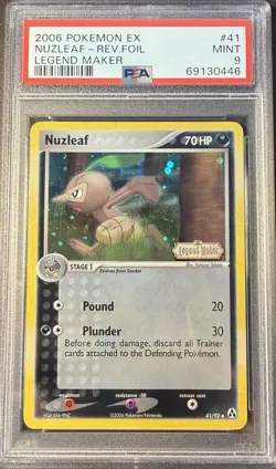 2006 Pokemon EX Legend Maker 41 Nuzleaf Reverse PSA 9 Mint - Image 1