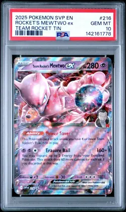 2025 Pokemon SV Promo #216 Team Rocket's Mewtwo Ex PSA 10 - Image 1