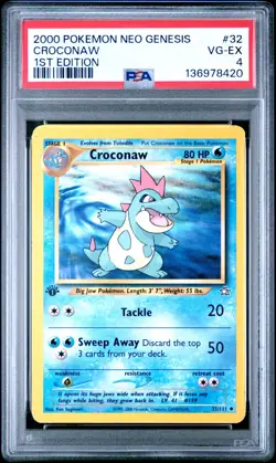 Croconaw 1st Edition 2000 Pokemon Neo Genesis 32/111 Vintage PSA4 TCG - Image 1