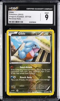 2012 POKEMON DRAGON EXALTED REVERSE HOLO #87/124 GIBLE CGC 9 - Image 1