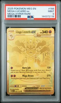 2025 POKEMON MEG EN-MEGA EVOLUTION MEGA HYPER RARE #188 MEGA LUCARIO EX PSA 9 - Image 1