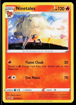 Ninetales 023/202 Rare Sword & Shield Pokemon Near Mint - Image 1