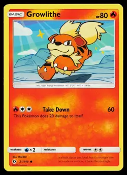 Growlithe 21/149 Common SM Base Set Pokemon Near Mint - Image 1