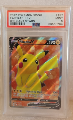 Pokemon PIKACHU V 157/172 Full Art (2022 Brilliant Stars) PSA 9 - Image 1