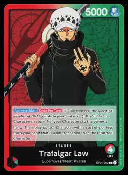 Trafalgar Law (002) OP01-002 Leader Romance Dawn One Piece Near Mint - Image 1