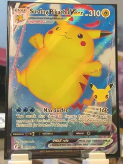 Pokemon Surfing Pikachu VMAX Ultra Rare Full Art Holo Celebrations 009/025 Card - Image 1