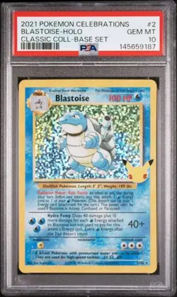 Pokemon Blastoise 2/102 Celebrations Classic Collection Holo PSA 10 Card 2021 - Image 1