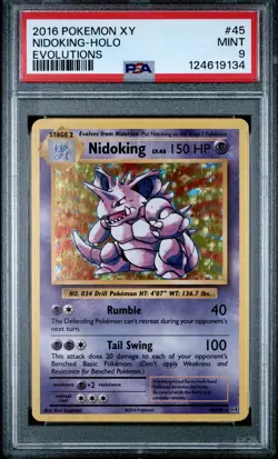 2016 POKEMON XY EVOLUTIONS #45 NIDOKING-HOLO PSA 9 - Image 1