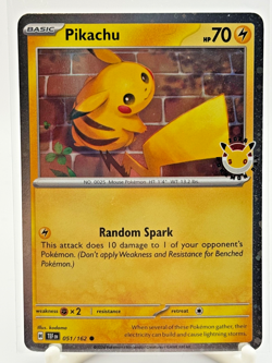 Pikachu 051 /162 Stamped 2026 Pokemon Day 30th Anniversary Promo Cosmos w/ SWIRL - Image 3