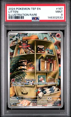 Mint 9 2024 Pokemon TCG Temporal Forces Litten IR #167/162 - Image 1