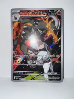 Pokemon Team Rocket's Houndoom 191/182 Illustration Rare Holo 130 HP Sv10 Desti… - Image 1