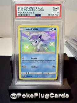 2019 Pokemon Sun & Moon Hidden Fates Alolan Vulpix Holo #SV8 PSA 9 - Image 1