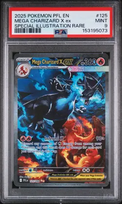 2025 POKEMON PFL EN-PHANTASMAL FLAMES #125 MEGA CHARIZARD X EX PSA 9 - Image 1
