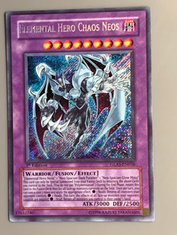 yugioh Elemental Hero Chaos Neos GLAS-EN036 Secret LEAK 1st Edition near mint - Image 1