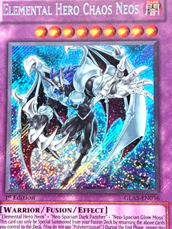yugioh Elemental Hero Chaos Neos GLAS-EN036 Secret LEAK 1st Edition near mint - Image 4