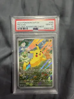 PSA 10 GEM MINT Pikachu SVP088 Black Star Promos Full Art Holo Pokemon TCG 2024A - Image 1