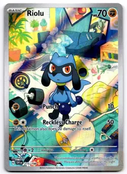 Riolu 215/198 Illustration Rare Scarlet & Violet Pokemon Holo Near Mint - Image 1