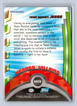 2000 Topps Pokemon TV Animation Heroes Villains Team Rocket Jessie Foil #HV2 - Image 2