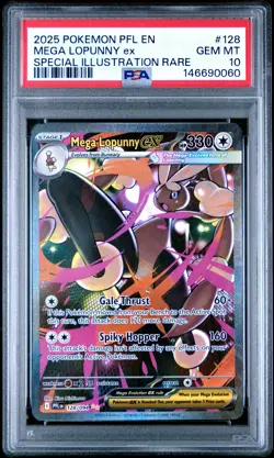 2025 POKEMON PFL EN-PHANTASMAL FLAMES #128 MEGA LOPUNNY EX PSA 10 - Image 1