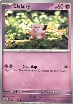 Clefairy 081/197 Common Obsidian Flames Pokemon Near Mint - Image 1