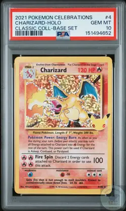 PSA 10 Charizard Holo 4 SWSH Celebrations Classic Collection Base Set Pokemon - Image 1