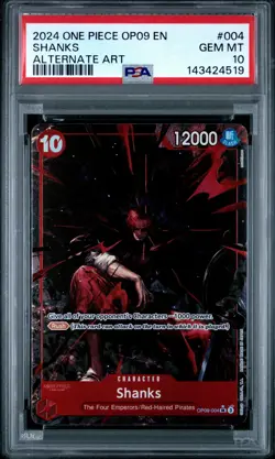 2024 ONE PIECE OP09-EMPERORS IN THE NEW WORLD ALTERNATE ART #004 SHANKS PSA 10 - Image 1