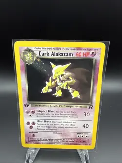 Pokemon Dark Alakazam TCG Team Rocket 1st Edition Holo Rare Card MP 1/82 LP - Image 1