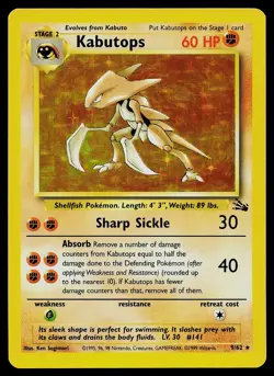 Pokemon Card - Kabutops Fossil 9/62 Holo Rare - Image 1
