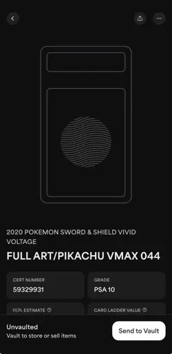 PSA 10 ⭐ Pokemon Pikachu VMAX 044 Vivid Voltage Full Art Graded Card - Image 2