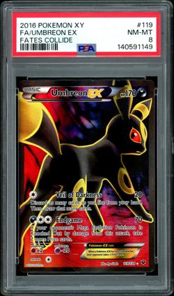 Pokemon TCG PSA 8 Umbreon EX Full Art Fates Collide Holo 119/124 - Image 1