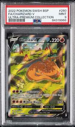 2022 POKEMON SWSH BLACK STAR PROMO #260 FULL ART/CHARIZARD V PSA 9 - Image 1