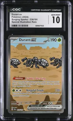 2024 POKEMON SURGING SPARKS DURANT EX SPECIAL ILLUSTRATION RARE 236/191 CGC 10 - Image 1