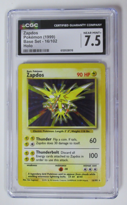 1999 Pokemon Base Set Zapdos Holo 16/102 CGC 7.5 - Image 1
