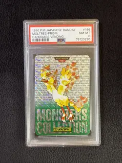 Moltres Prism 146 Bandai Carddass Vending Pokemon Japanese PSA 8 - Image 1