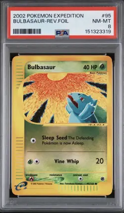 2002 Pokemon Expedition Base Set Bulbasaur 95/165 Reverse Holo PSA 8 POP 55 - Image 1