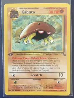 Pokemon TCG Kabuto Fossil 1st Edition Common Card 50/62 Near Mint - Image 1