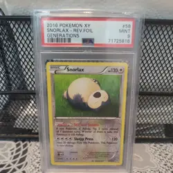 2016 POKEMON XY GENERATIONS #58 SNORLAX-REVERSE FOIL PSA 9 - Image 1