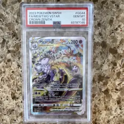 Pokemon TCG Mewtwo VSTAR Ultra Rare Full Art Holo Crown Zenith GG44/GG70 PSA 10 - Image 1