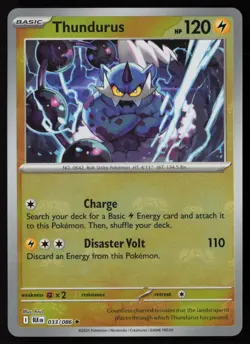 Thundurus 033/086 Holo Rare Master Ball Black Bolt Pokemon Near Mint - Image 1