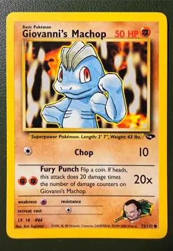 Pokemon TCG Giovanni's Machop 72/132 Gym Challenge GYM2 LP - Image 1