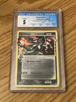 2006 Pokemon EX Dragon Frontiers Charizard Gold Star Holo #100/101 CGC 5 - Image 1
