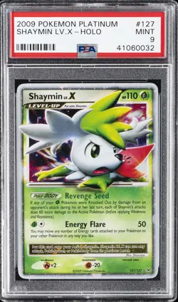 2009 POKEMON PLATINUM #127 SHAYMIN LV.X-HOLO PSA 9 - Image 1
