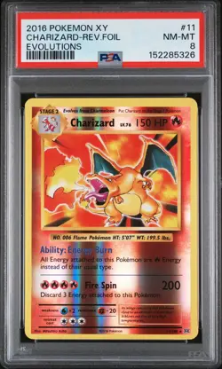 2016 POKEMON XY EVOLUTIONS #11 CHARIZARD-REVERSE FOIL PSA 8 - Image 1
