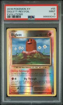 2016 POKEMON XY EVOLUTIONS #55 DIGLETT-REVERSE FOIL PSA 9 - Image 1