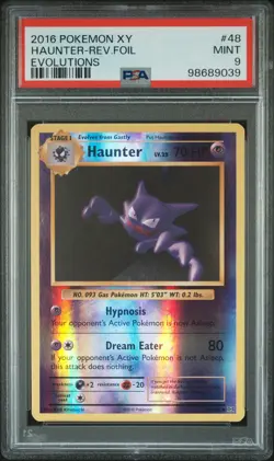 2016 POKEMON XY EVOLUTIONS #48 HAUNTER-REVERSE FOIL PSA 9 - Image 1