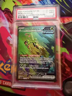 Pokemon Iron Leaves ex Special Illustration Rare Holo PSA 9 SV05 203/162 English - Image 1