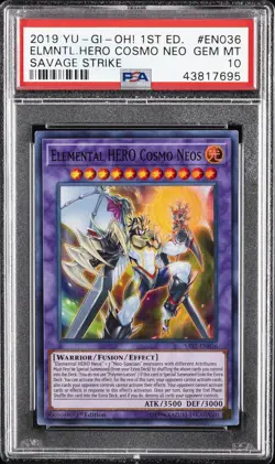 2019 YU-GI-OH! SAST-SAVAGE STRIKE 1ST ED #EN036 ELEMENTAL HERO COSMO NEOS PSA 10 - Image 1