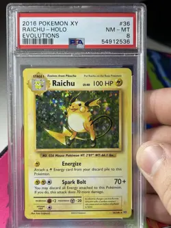 RAICHU-HOLO EVOLUTIONS POKEMON XY EVOLUTIONS 2016 36 PSA 8 - Image 1