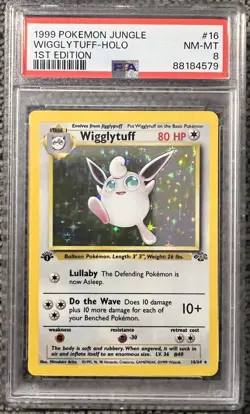 Pokemon Wigglytuff 16/64 1st Edition Holo PSA 8 Jungle Set 1999 NM-MT - Image 1