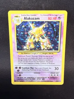 Pokemon Alakazam 1/102 Holo Rare Base Set 1999 80 HP Card Wizards of the Coast - Image 1